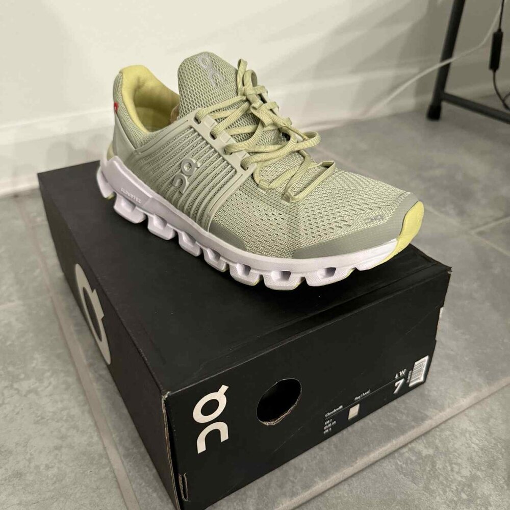 On Running Light Sage Green and White Cloudswift Sneakers - Picture 3 of 4